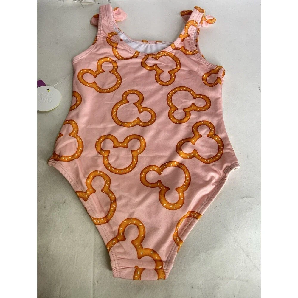 Disney Mickey Minnie Mouse Pretzel One Piece Swimsuit Swimwear Toddler Girls 5T